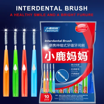 10Pcs Zubné Ústnej Hygieny Push-pull, Medzizubná Kefka Dospelých Zub Čistenie Niť Kefa Zub Vybrať 5 Veľkosť Štetca Hlavu o 0,6 mm 1,2 mm