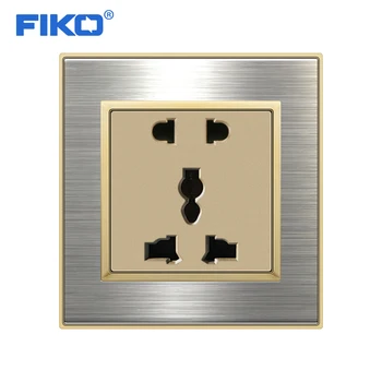 FIKO 13A 5hole UK univerzálne nástenné elektrické zásuvky nehrdzavejúcej ocele panel 86*86mm, domáce dekorácie príslušenstvo elektrickej zásuvky ,