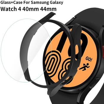 Sklo+puzdro pre Samsung Galaxy Sledovať 4 44 mm 40 mm Screen Protector MatteAll-Okolo Ochranný Kryt Nárazníka Shell pre Sledovať Galaxy4